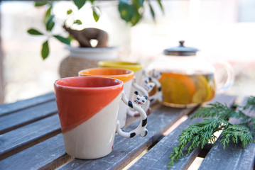 tea cups and herbal tea