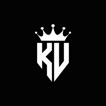 KV logo monogram emblem style with crown shape design template