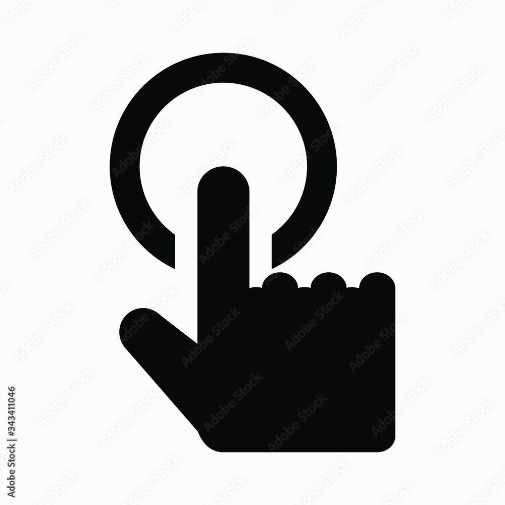 Poster new touch screen or touchscreen finger hand press or push vector icon isolated minimal single flat l