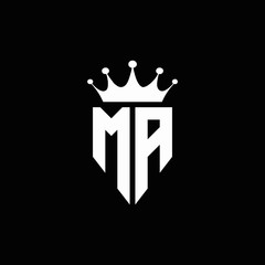 MA logo monogram emblem style with crown shape design template - obrazy, fototapety, plakaty