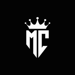 MC logo monogram emblem style with crown shape design template - obrazy, fototapety, plakaty