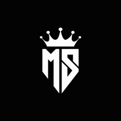 MS logo monogram emblem style with crown shape design template - obrazy, fototapety, plakaty