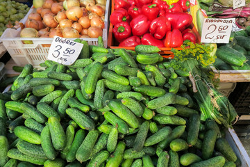 GDANSK, POLEN - 2016 SEPTEMBER 16. Fruit and vegetables market in Gdansk.