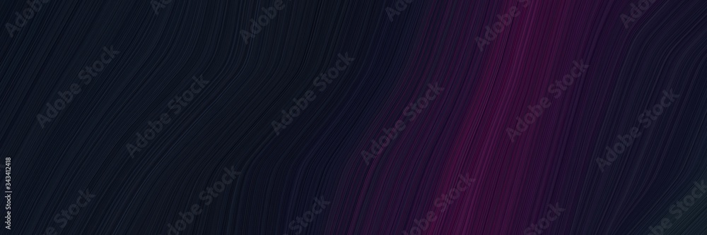 Aufkleber elegant dynamic horizontal canvas with very dark blue, very dark violet and very dark magenta colors. fluid curved flowing waves and curves