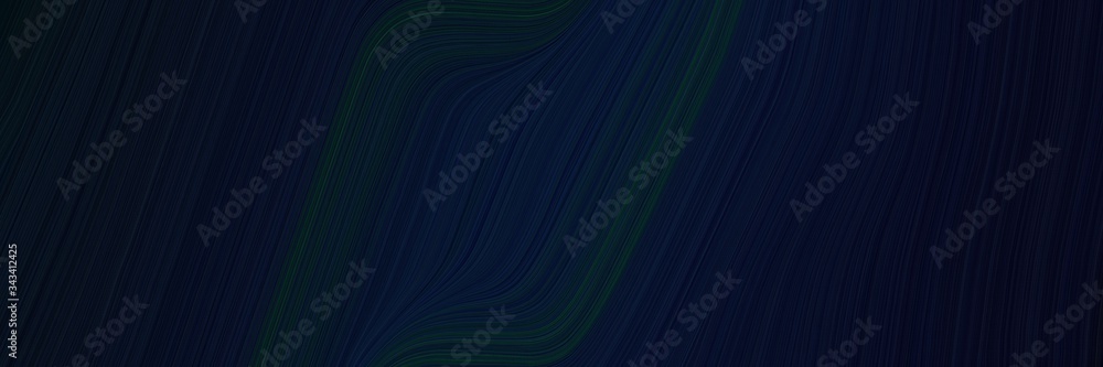 Leinwandbilder elegant surreal designed horizontal cover with very dark blue and black colors. fluid curved lines w
