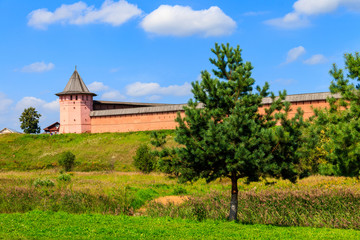 Fototapeta na wymiar Monastery of Saint Euthymius wall in Suzdal, Russia
