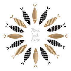 Lovely sardines. Postcard with fish.