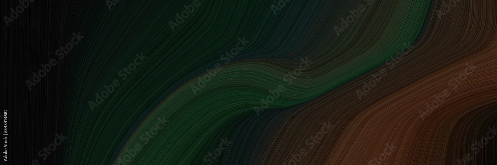 Poster elegant dynamic designed horizontal poster with very dark green, black and very dark pink colors. fluid curved lines with dynamic flowing waves and curves