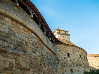 Rothenburg ob der Tauber, Germany - Feb 16th, 2019:  Spital Bastion was one of the tower gate in the Rothenburg walled town. © Keerathi