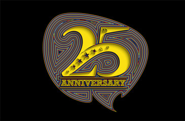25th Years Anniversary Celebration Typography Vector Design.