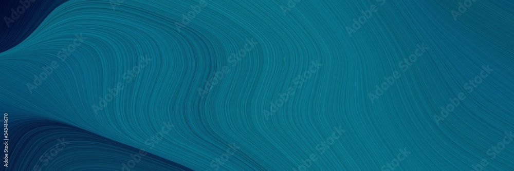 Poster elegant colorful horizontal header with teal, very dark blue and dark cyan colors. fluid curved flow
