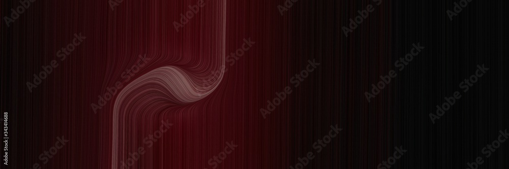 Poster elegant dynamic designed horizontal canvas with very dark red, black and old mauve colors. fluid curved lines with dynamic flowing waves and curves