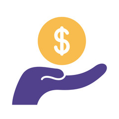 hand lifting coin insurance silhouette style