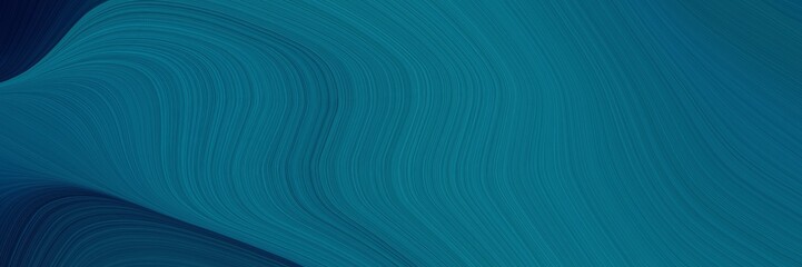 elegant colorful horizontal header with teal, very dark blue and dark cyan colors. fluid curved flowing waves and curves