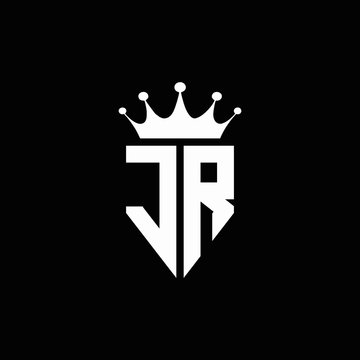 JR logo monogram emblem style with crown shape design template