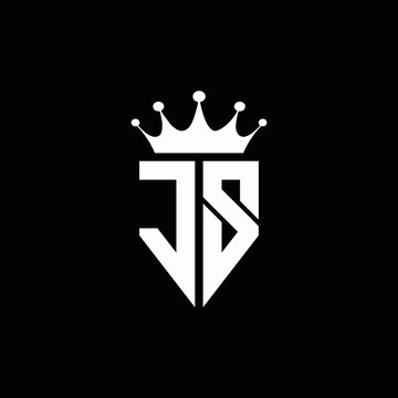 JS logo monogram emblem style with crown shape design template