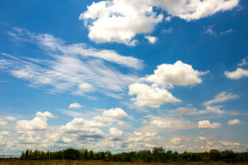 Fototapeta na wymiar cloudy sky over the field