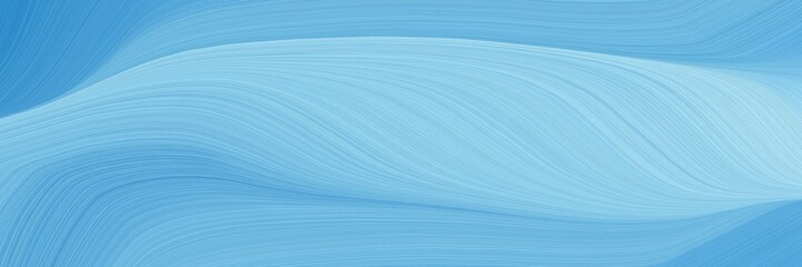 elegant flowing horizontal banner with sky blue, light blue and corn flower blue colors. fluid curved flowing waves and curves