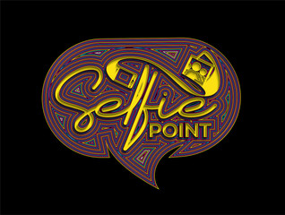 Selfie Point Calligraphic flat line Style Text Vector illustration Design.