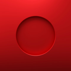 Red round frame or circle hole on steel hole background with borders concept. Red steel and geometric shape. 3D rendering. - obrazy, fototapety, plakaty