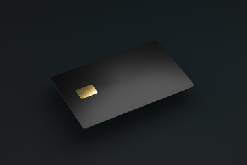 Blank credit or smart cards with emv chip on dark background and e-commerce business concept....