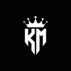 KM logo monogram emblem style with crown shape design template