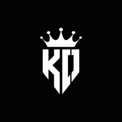 KO logo monogram emblem style with crown shape design template - obrazy, fototapety, plakaty