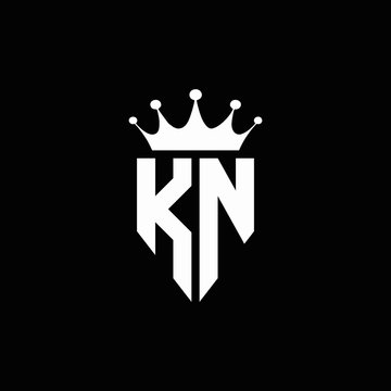 KN logo monogram emblem style with crown shape design template