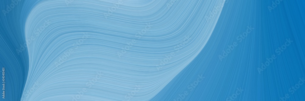 Poster elegant decorative horizontal header with sky blue, strong blue and steel blue colors. fluid curved 