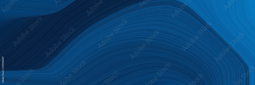 Poster elegant flowing designed horizontal canvas with midnight blue, strong blue and very dark blue colors