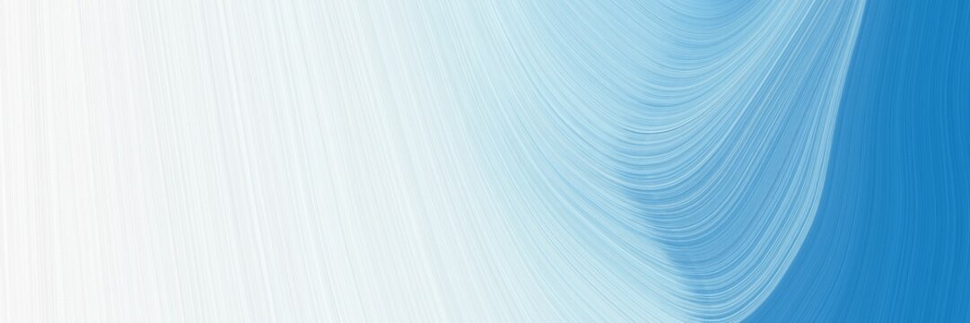 elegant flowing designed horizontal header with steel blue, sky blue and lavender colors. fluid curved lines with dynamic flowing waves and curves