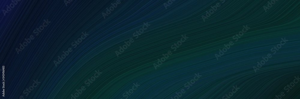 Poster elegant artistic designed horizontal card with very dark blue and black colors. fluid curved flowing