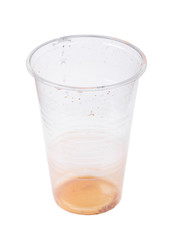 Empty dirty disposable plastic cup