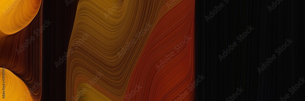 Leinwandbilder elegant moving horizontal banner with black, dark golden rod and chocolate colors. fluid curved line