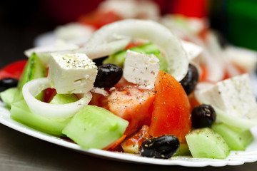 Close up shot of fresh greek salad