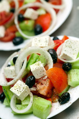 Close up shot of fresh greek salad