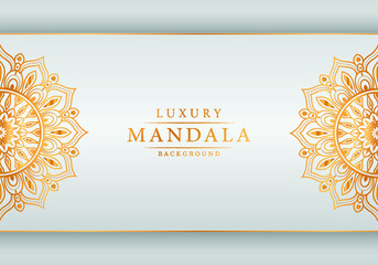 Luxury ornamental mandala design background with golden arabesque pattern arabic islamic east style
