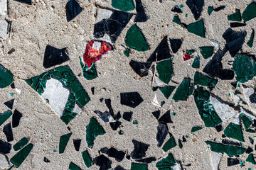Concrete wall with glass inserts texture. Abstract background for design.