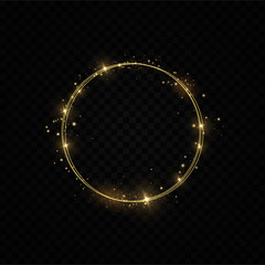 Golden ring.Vector luxury sparkling frame.Christmas decoration.