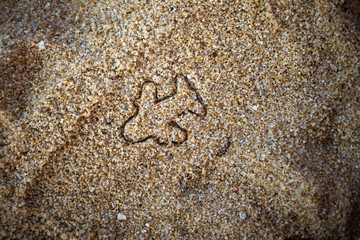 concept of opening flights between countries, end quarantine of the pandemic world planet.figurine of an airplane on the sand of a beach. top view