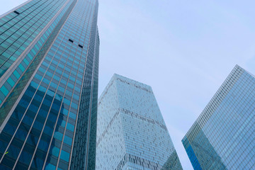 Modern glass and concrete buildings in Moscow city, modern architecture, financial center of Moscow