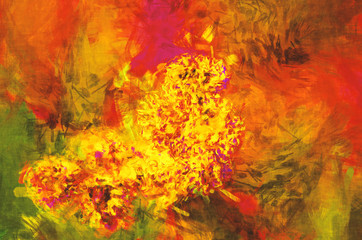Naklejka na ściany i meble Abstract and surreal fire in nature painting