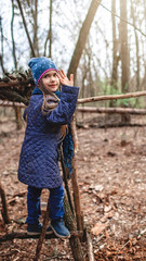 Young adventurers walking in the wild forest during lockdown time, active lifestyle