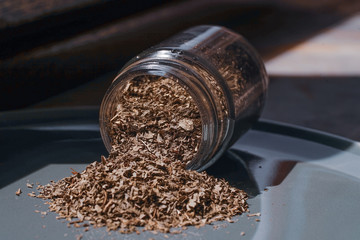 coffee beans in a wooden scoop