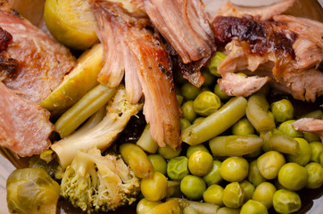 Meal with beef, potato and beans