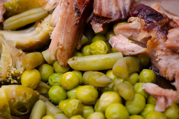 Meal with beef, potato and beans