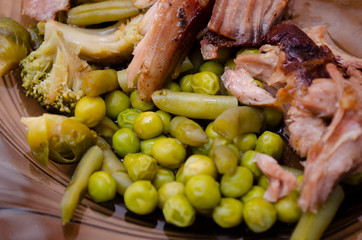 Meal with beef, potato and beans