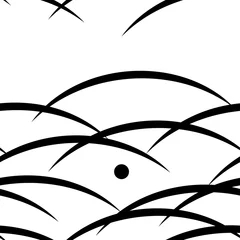 Foto op Plexiglas Bergen Monochroom naadloos Japans patroon dat dauw en gras vertegenwoordigt