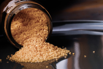 bulgur in a glass jar. macro shots of bulgur in glass jar.