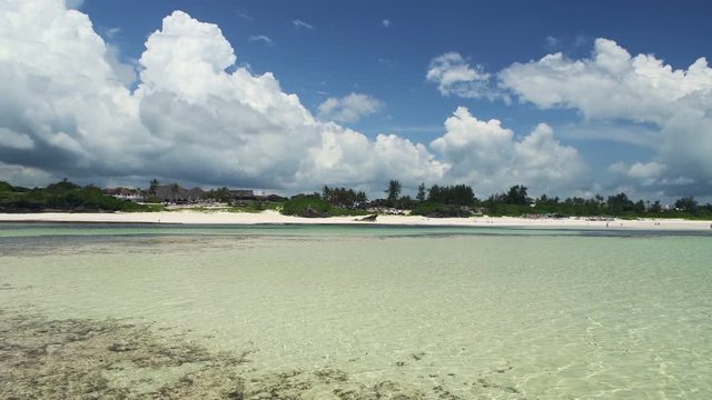 Landscape view of a paradise ocean water and coastline, in Watamu Beach, Kenya, Africa
